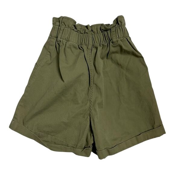 H&M Womens Shorts Green Paper Bag High Waist 2 cotton Casual Summer - Picture 3 of 4